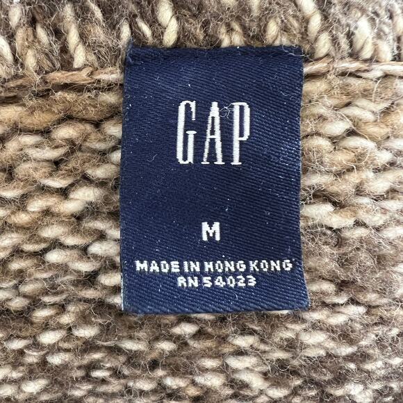 Vintage GAP Brown Knit Striped 1/4 Zip Turtleneck Pullover Sweater M Medium - Picture 5 of 8